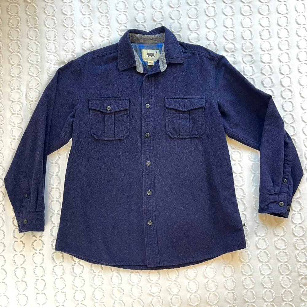 Dakota Grizzly Shirt Men's L Heavy Flannel Dark Blue Outdoor Casual Work